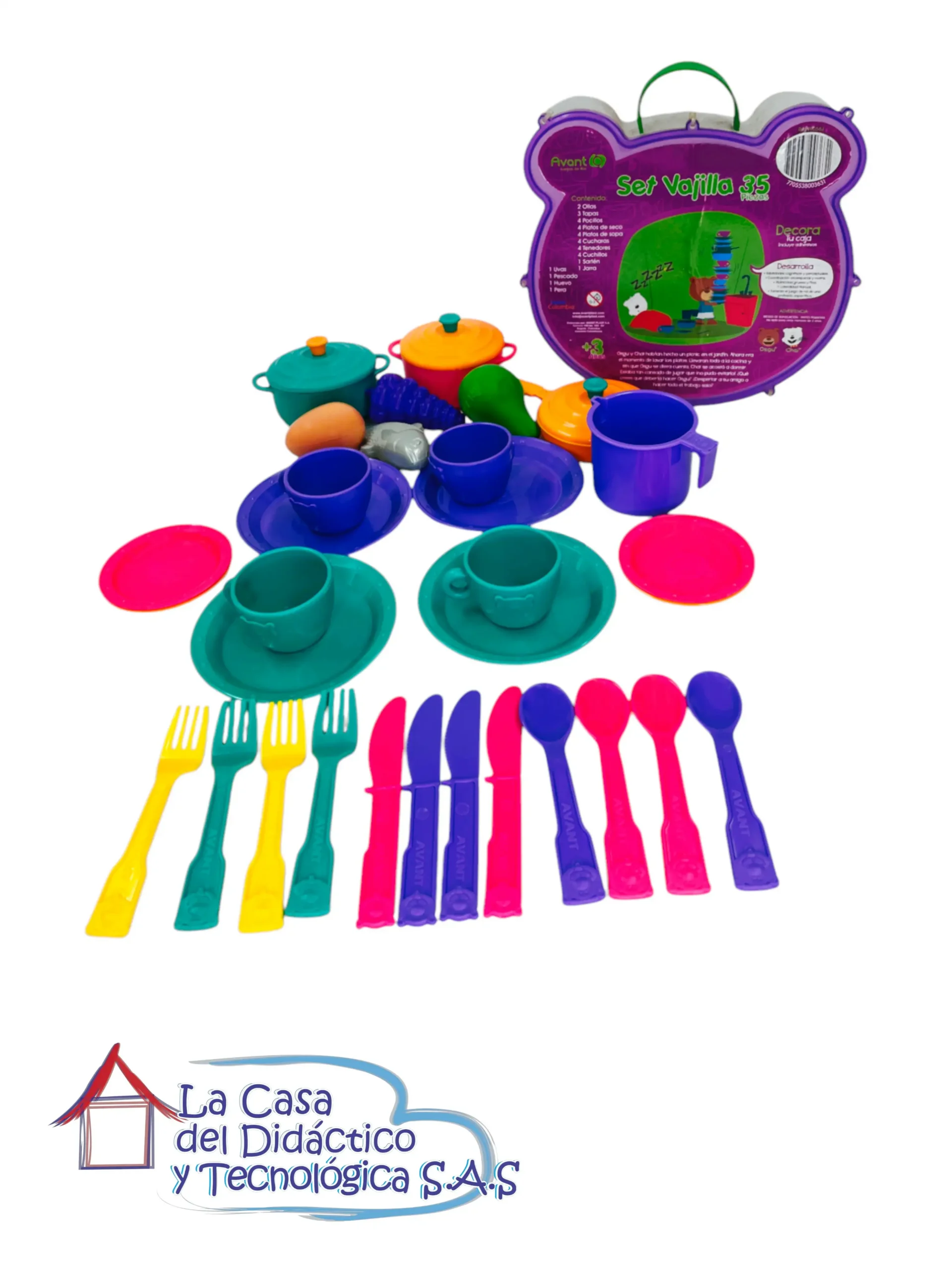 vajilla infantil plástica juego comida x35
